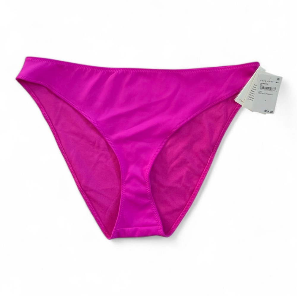 Good American Fuchsia Pink High Leg Bikini Bottom Swim